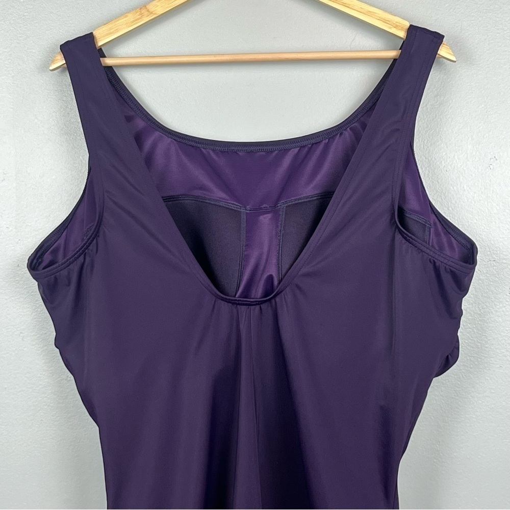 Lands End purple Tugless full coverage modest 1 piece tank swimsuit, 24W DD. - Picture 6 of 11